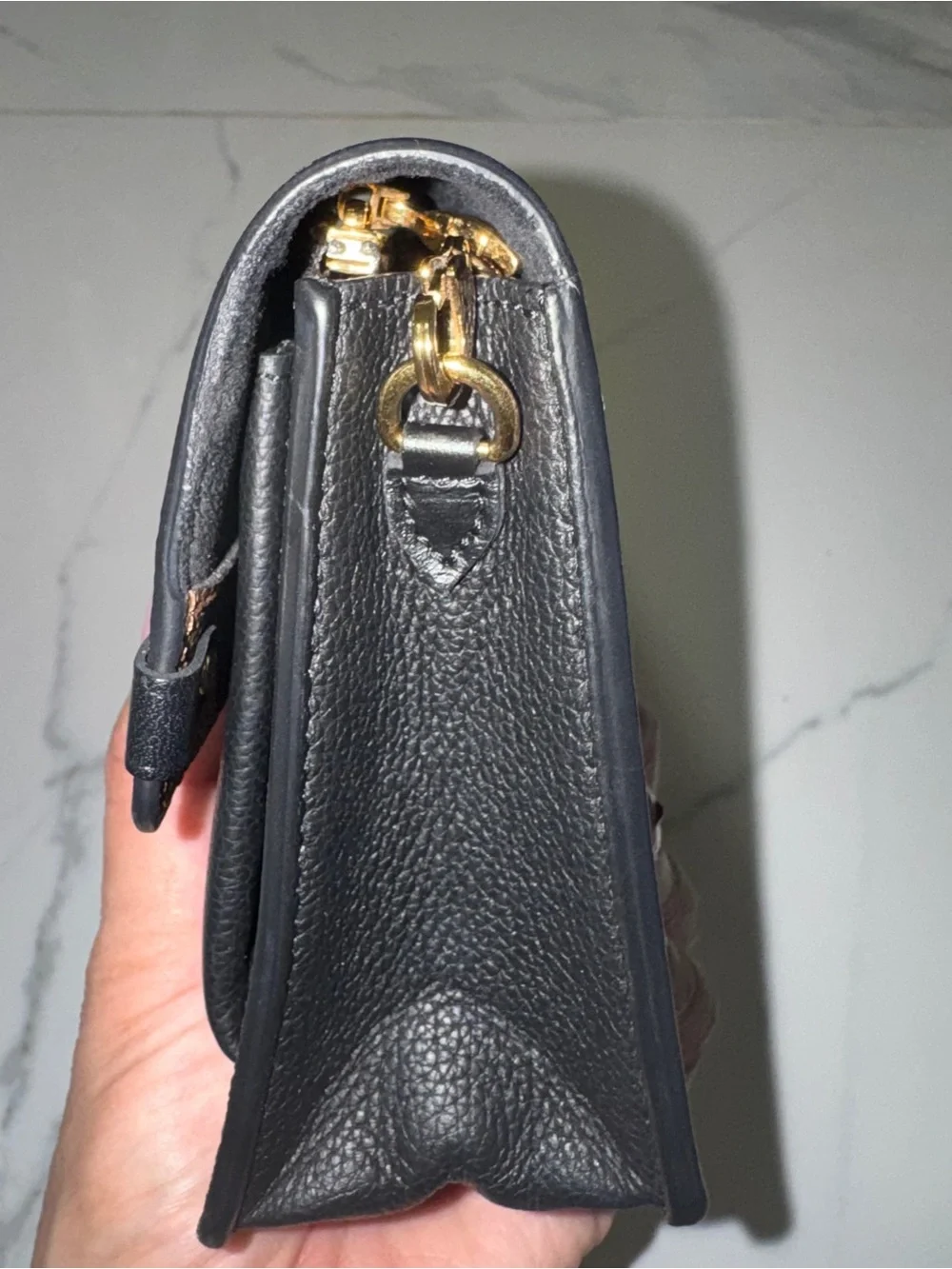 Louis Vuitton Brown Damier Ebene Clasp Wristlet with Gold Hardware